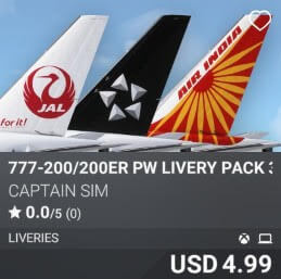 777-200/200ER PW Livery Pack 33 by Captain Sim. USD $4.99