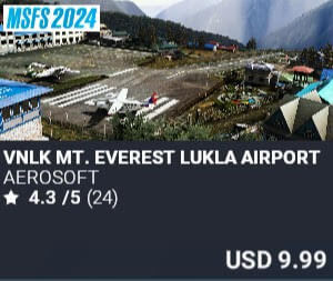 VNLK Mt. Everest Lukla Airport by Aerosoft. USD $9.99