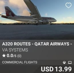 A320 Routes - Qatar Airways - Vol 6 by VA SYSTEMS. USD $13.99