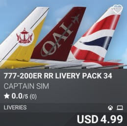 777-200ER RR Livery Pack 34 by Captain Sim. USD $4.99
