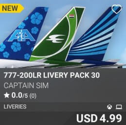 777-200LR Livery Pack 30 by Captain Sim. USD $4.99