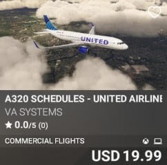 A320 Schedules - United Airlines - Vol 13 by VA SYSTEMS. USD $19.99