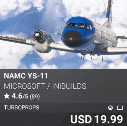 NAMC YS-11 by Microsoft / iniBuilds. USD $19.99
