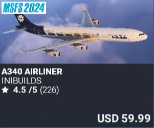 A340 Airliner by iniBuilds. USD $59.99