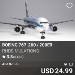 Boeing 767-200 / 200ER by RHDSimulations. USD $24.99