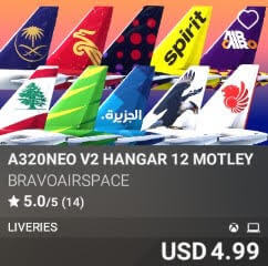 A320neo v2 Hangar 12 Motley by BravoAirspace. USD $4.99