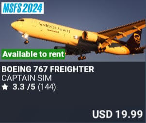 Boeing 767 Freighter by Captain Sim. USD $19.99