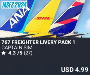 767 Freighter Livery Pack 1 by Captain Sim. USD $4.99