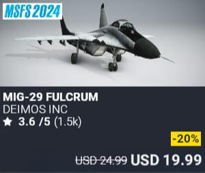 MiG-29 Fulcrum by DeimoS Inc. USD $24.99 (on sale for 19.99)