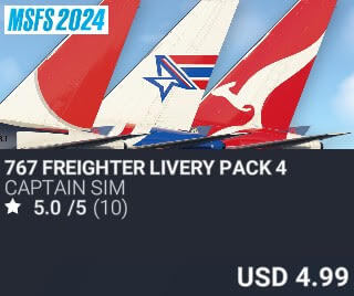 767 Freighter Livery Pack 4 by Captain Sim. USD $4.99