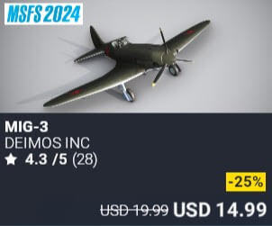 MiG-3 by DeimoS Inc. USD $19.99 (on sale for 14.99)