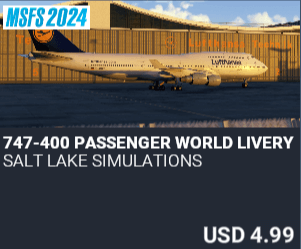 747-400 Passenger World Livery Pack by Salt Lake Simulations. USD $4.99