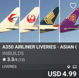 A350 Airliner Liveries - Asian Carriers Pack I by iniBuilds. USD $4.99