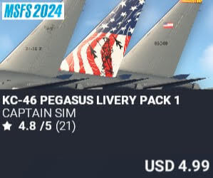 KC-46 Pegasus Livery Pack 1 by Captain Sim. USD $4.99
