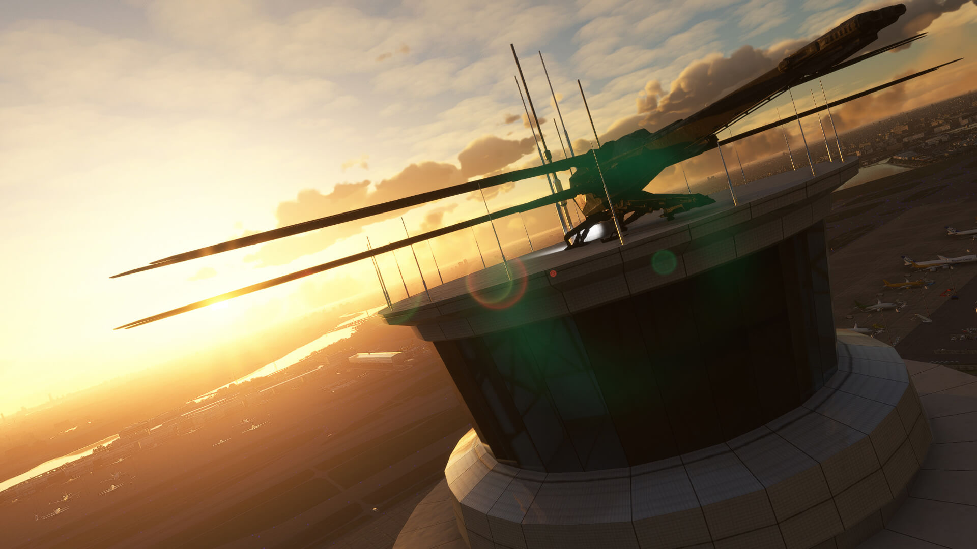 The Dune Ornithopter sits on top of an ATC tower