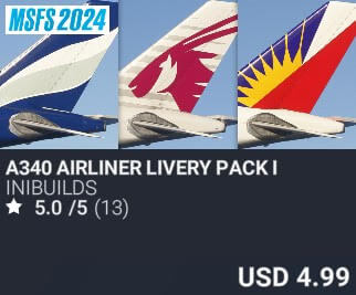 A340 Airliner Livery Pack I by iniBuilds. USD $4.99