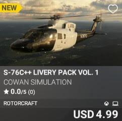 S-76C++ Livery Pack Vol. 1 by Cowan Simulation. USD $4.99