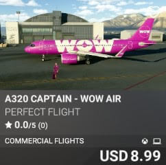 A320 Captain - WOW AIR by Perfect Flight. USD $8.99