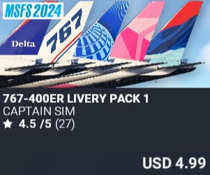 767-400ER Livery Pack 1 by Captain Sim. USD $4.99