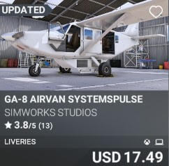 GA-8 Airvan SystemsPulse by SimWorks Studios. USD $17.49