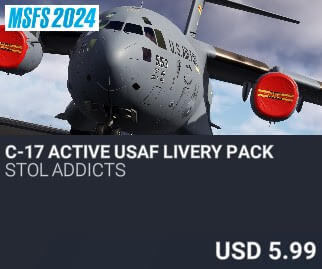 C-17 Active USAF Livery Pack by STOL Addicts. USD $5.99