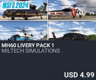 MH60 Livery Pack 1 by Miltech Simulations. USD $4.99