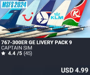 767-300ER GE Livery Pack 9 by Captain Sim. USD $4.99