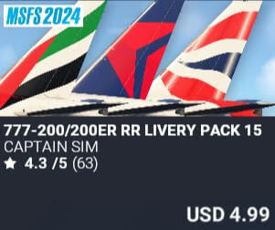 777-200/200ER RR Livery Pack 15 by Captain Sim. USD $4.99
