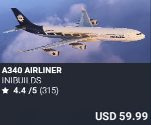 A340 Airliner by iniBuilds. USD $59.99