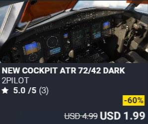 NEW COCKPIT ATR 72/42 DARK by 2PILOT. USD $4.99 (on sale for 1.99)