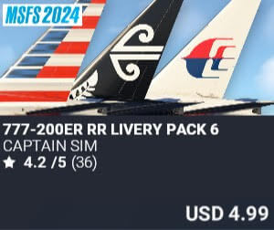 777-200ER RR Livery Pack 6 by Captain Sim. USD $4.99