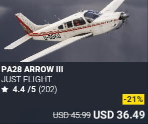 PA28 Arrow III by Just Flight. USD $45.99 (on sale for 36.49)