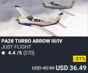 PA28 Turbo Arrow III/IV by Just Flight. USD $45.99 (on sale for 36.49)