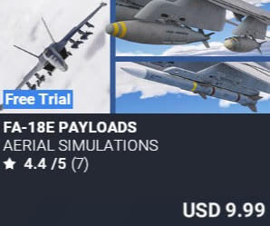 FA-18E Payloads by Aerial Simulations. USD $9.99