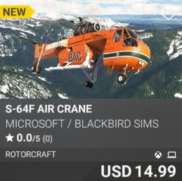 S-64F Air Crane by Microsoft / Blackbird Sims. USD $14.99