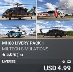 MH60 Livery Pack 1 by Miltech Simulations. USD $4.99