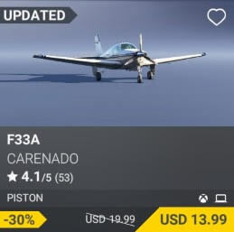 F33A by carenado. USD $19.99 (on sale for 13.99)