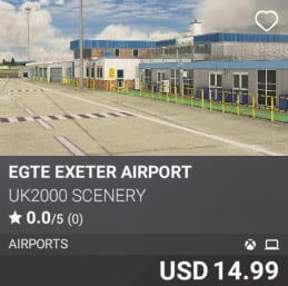 EGTE Exeter Airport by UK2000 Scenery. USD $14.99
