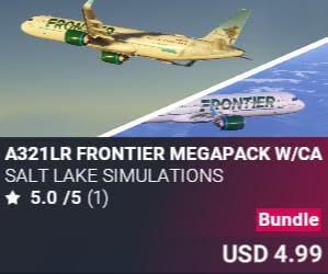 A321LR Frontier Megapack w/Cabin by Salt Lake Simulations. USD $4.99