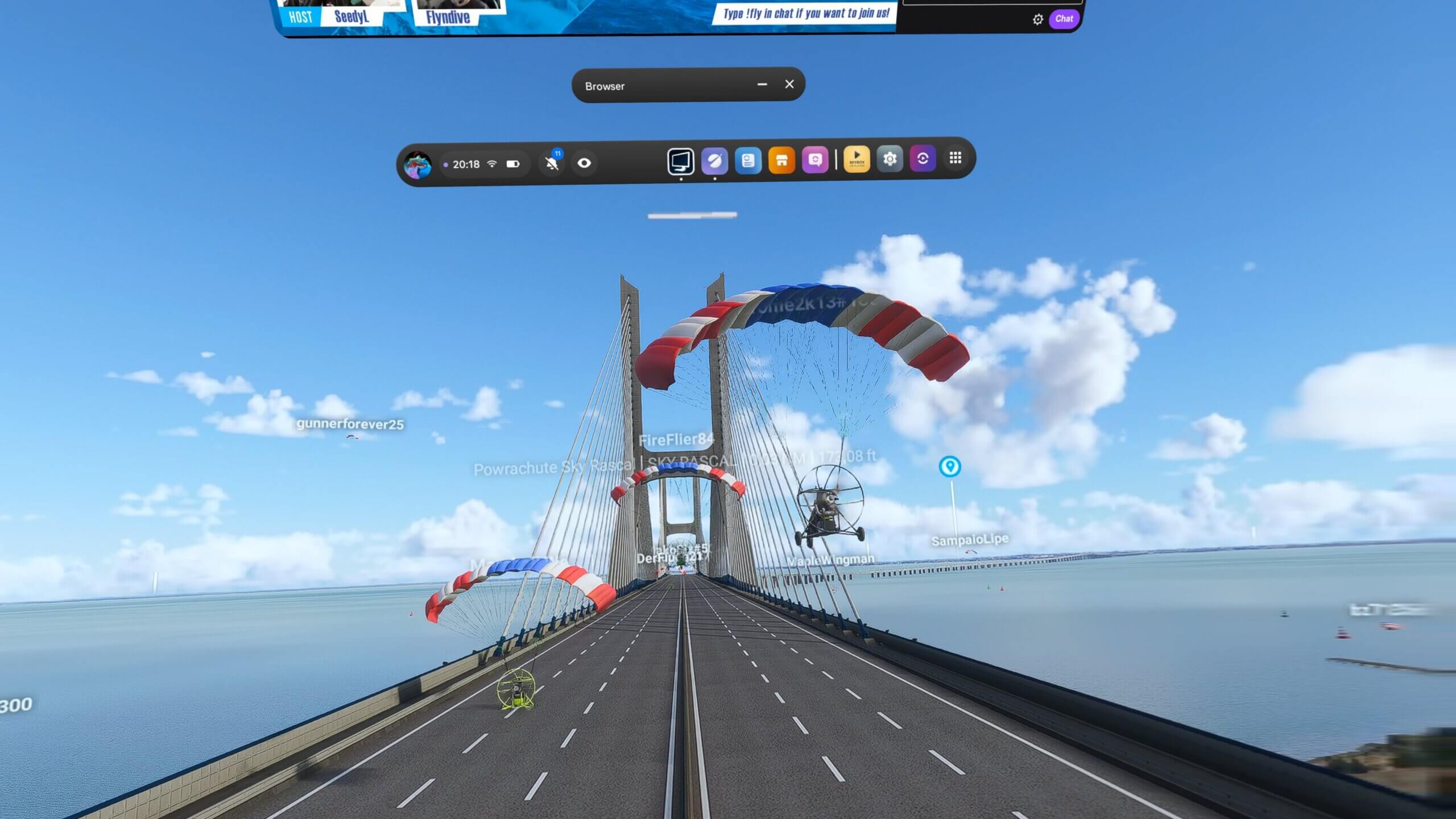 A screenshot of powered parachutes from last week's Fly-In Friday event