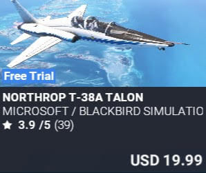 Northrop T-38A Talon by Microsoft / Blackbird Simulations. USD $19.99