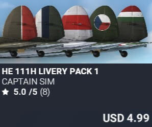 He 111H Livery Pack 1 by Captain Sim. USD $4.99