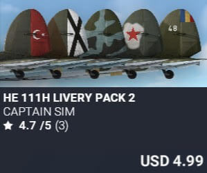 He 111H Livery Pack 2 by Captain Sim. USD $4.99