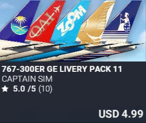767-300ER GE Livery Pack 11 by Captain Sim. USD $4.99