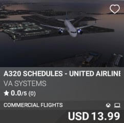 A320 Schedules - United Airlines - Vol 20 by VA SYSTEMS. USD $13.99