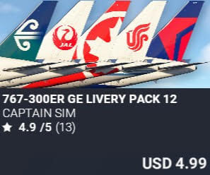 767-300ER GE Livery Pack 12 by Captain Sim. USD $4.99