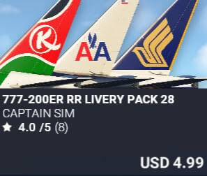 777-200ER RR Livery Pack 28 by Captain Sim. USD $4.99