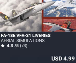 FA-18E VFA-31 Liveries by Aerial Simulations. USD $4.99