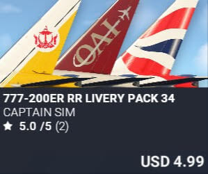 777-200ER RR Livery Pack 34 by Captain Sim. USD $4.99