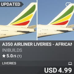 A350 Airliner Liveries - African Carriers Pack by iniBuilds. USD $4.99